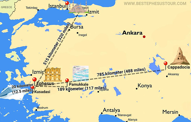 temple of artemis at ephesus map